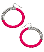 Blu Bijoux Silver, Suede and Crystal Hoop Earrings